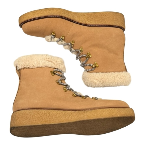 J. CREW Nubuck Nordic Crepe Sole Wedged Lace Up Winter Bootie Size 12 - Picture 2 of 11